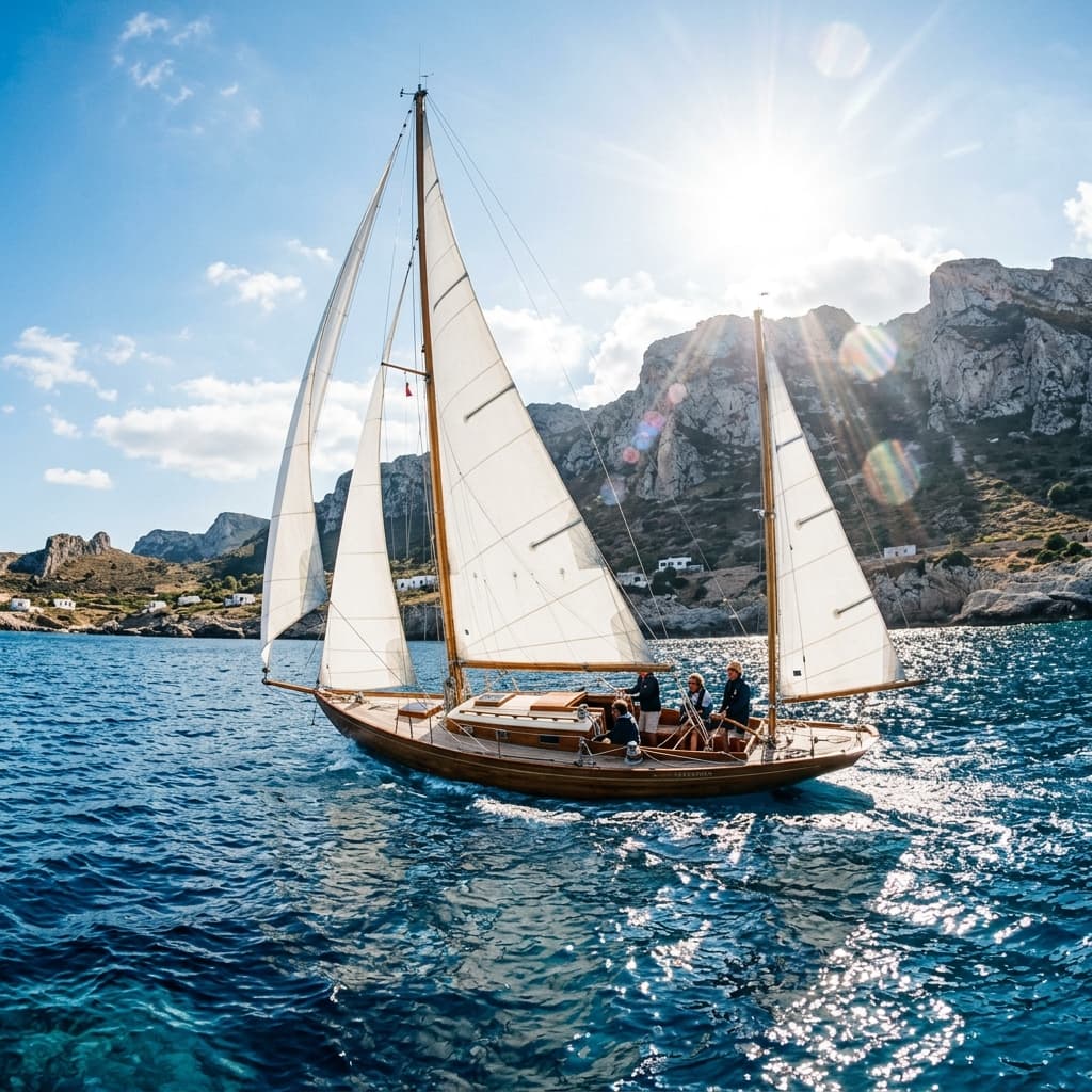 Classic sailboat in the Sicilian sea